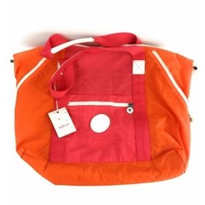 NWT Kipling Pink Orange Gym Weekender Duffle Bag